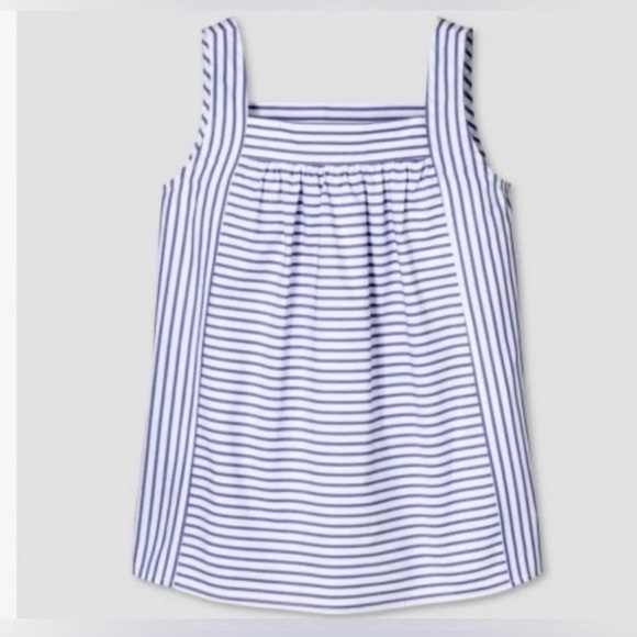 NEW Victoria Beckham Girls' Blue Stripe Poplin tank top size XL - Picture 2 of 5